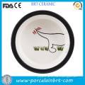 Popular white and black doggy painting Ceramic Pet Bowl